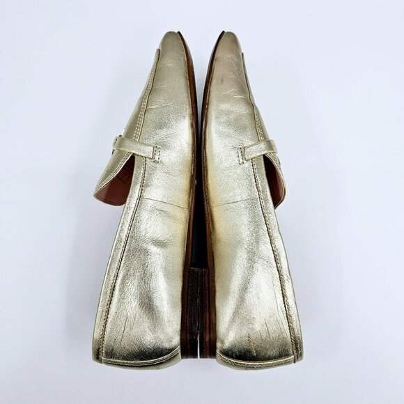 Kate Spade NY Cape Cod Loafers 6 B Metallic Gold Slip On Flat Leather Almond Toe - Picture 11 of 15